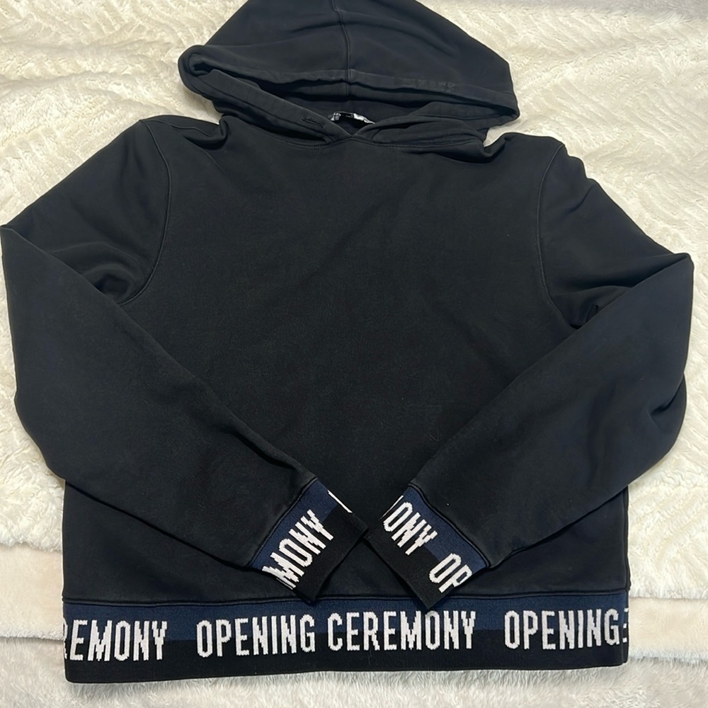 Opening Ceremony Logo Trim Hoodie – Black Medium – Minimalist Streetwear
